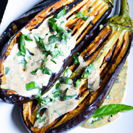 Savory Roasted Eggplant with Creamy Tahini drizzle Recipe