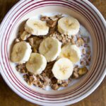 Nutritious Start: Oat Bran with Almond Milk & Bananas