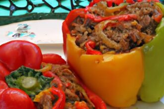 Savory Stuffed Bell Peppers: Ground Beef Delight Inside