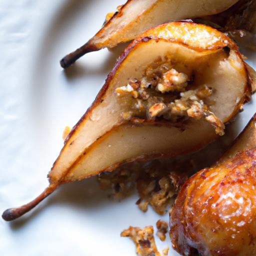 Delightful Roasted Pears with Crunchy Granola & Flaxseeds