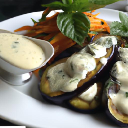 golden Roasted Eggplant with Creamy Tahini⁣ Drizzle