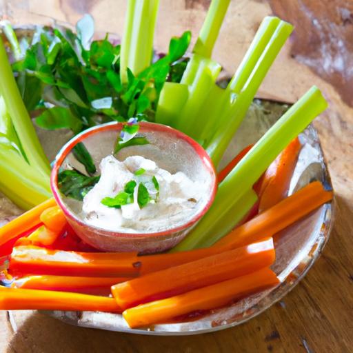 Crunchy Carrot & Celery Sticks with Creamy Greek Yogurt Dip