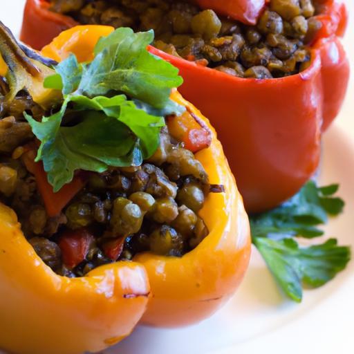 Hearty Stuffed Bell Peppers with Nutritious Lentils Delight