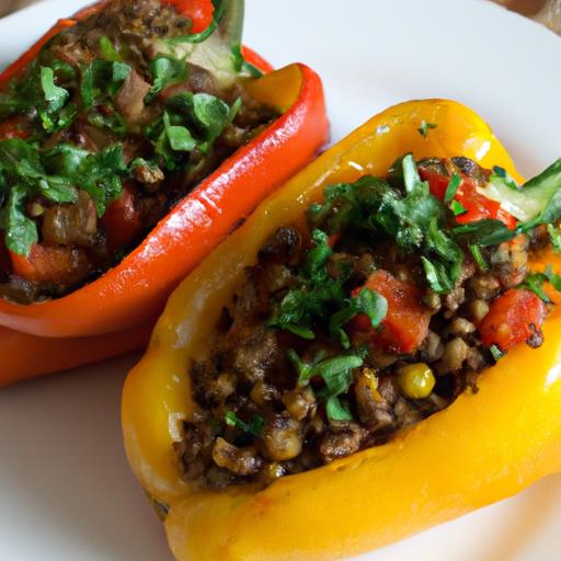 Hearty Stuffed Bell Peppers with Nutritious Lentils Delight
